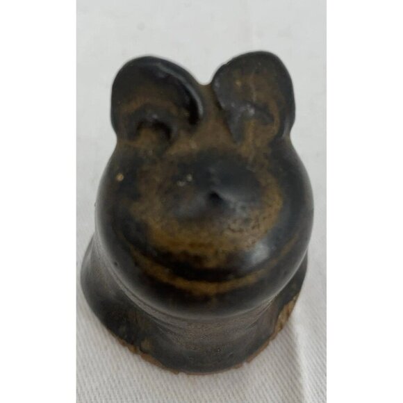Art Pottery Toad Frog Ceramic Figurine Small Miniature Mini Signed Marie 2.25" - Picture 6 of 6